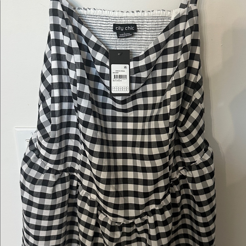 City Chic Black and White Checkered Mini Dress - Picture 4 of 4